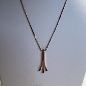 Vintage Avon Delicate 14k Gold Filled Necklace & Pendant with Genuine Rubies 18"